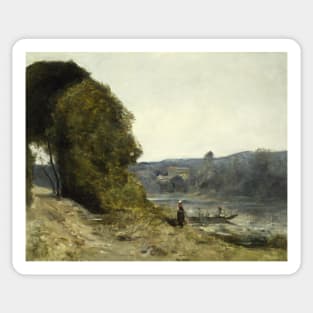 The Departure of the Boatman by Jean-Baptiste-Camille Corot Sticker